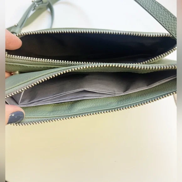 NWT Zadig & Voltaire Stella Wings Green Leather Crossbody Bag
